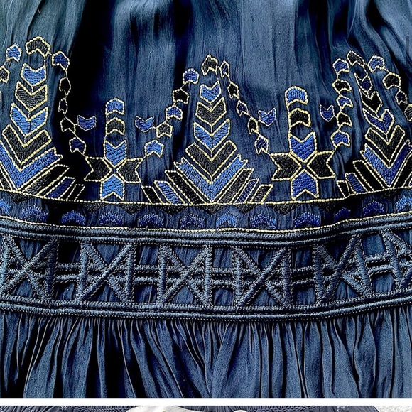 NWT RAMY BROOK Cali Geometric Embroidered Mini Skirt Navy - Size XS Stretchy - Picture 5 of 7